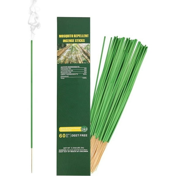 Plant Based Outdoor Mosquito Repellent Incense Sticks, 3.3oz, 60 Pieces Box