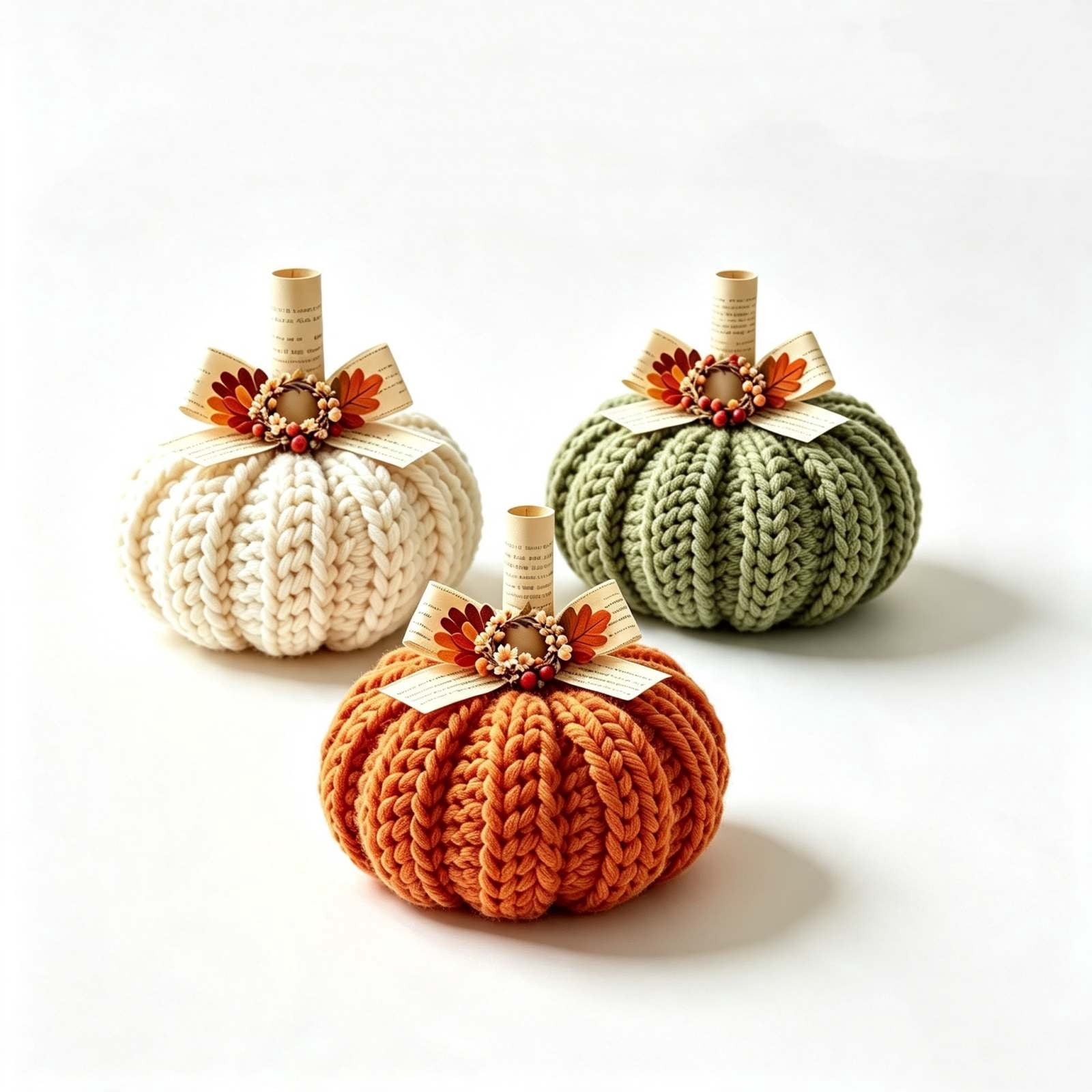 Cififendec Thanksgiving Knitted Pumpkin Set of 3, 3.94", Hand Woven Fabric Pumpkin Decor for Fireplace Mantel Tabletop Indoor Home Decor