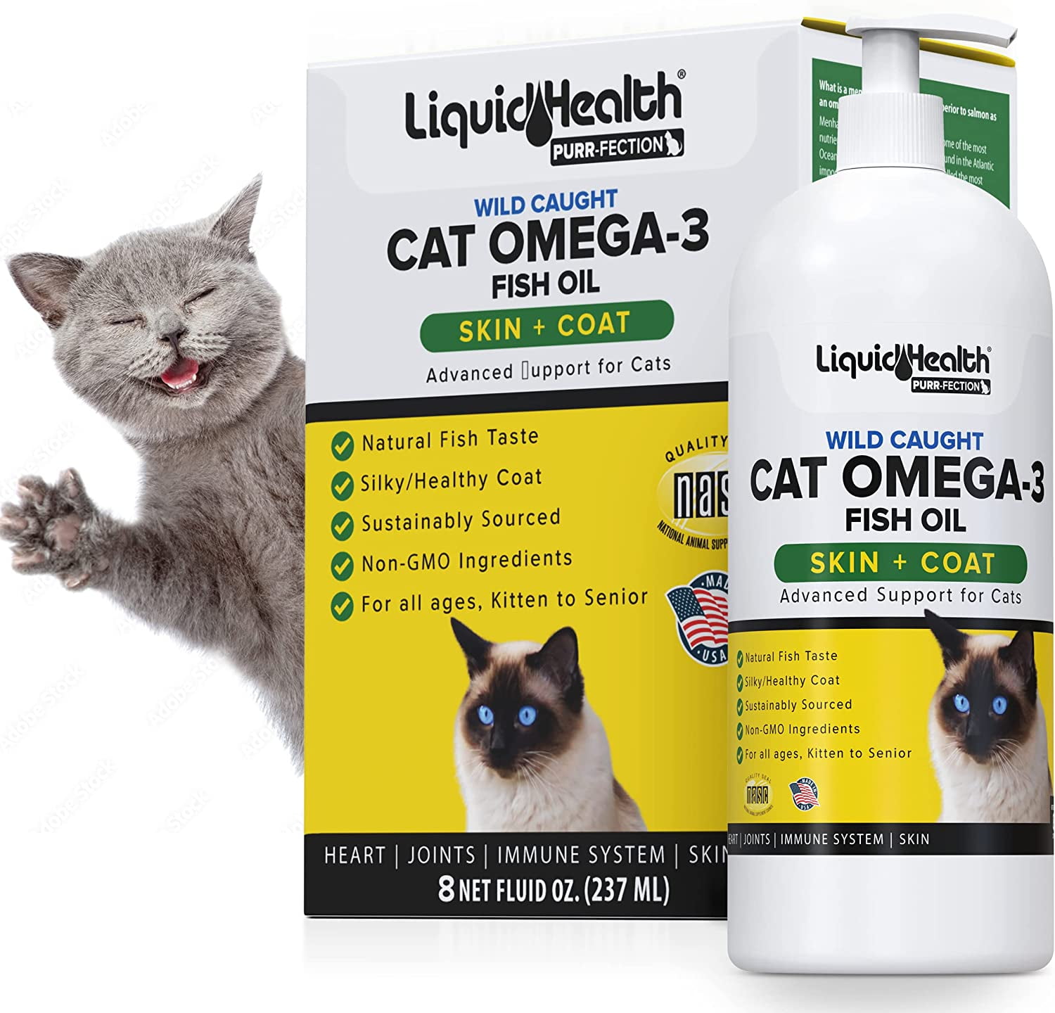 LIQUIDHEALTH Omega 3 Fish Oil Cat Supplements & Vitamins with EPA, DPA & DHA, 8 Oz
