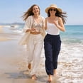 thumbnail image 3 of Riviera Sun Womens Beach Pants  100% Rayon Wide Leg Palazzo Pant, Elastic Waist, 4 Pockets, Resort Wear, 3 of 7