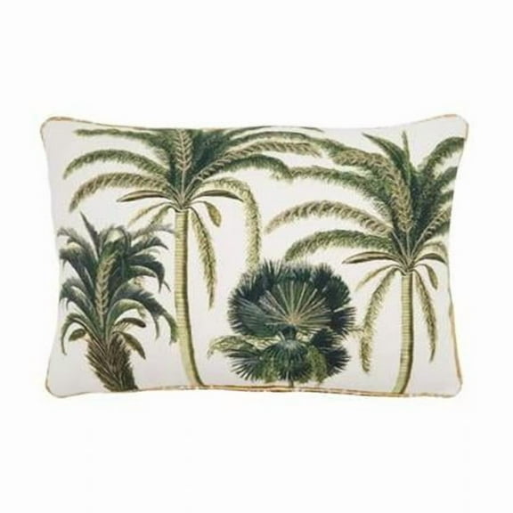 Saro Lifestyle 7335.G1218BC 18 x 12 in. Palm Tree Rectangle Throw Pillow Cover, Green