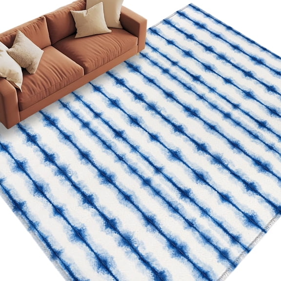 Blue Stripes Area Rug 8x10 Washable Rug Non Slip Striped Modern Art Farmhouse Large Area Rug Soft Stainresistant Indoor Floor Carpet for Living Room Bedroom Home Office Dining Room Nursery