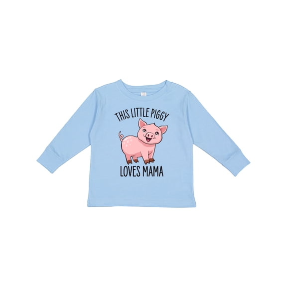 Inktastic This Little Piggy Loves Mama Cute Boys or Girls Long Sleeve Toddler T-Shirt