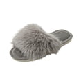 thumbnail image 2 of Willtoo House Slippers For Womens Winter Open Toe Fuzzy Slippers Memory Foam Fluffy Non Slip Indoor Outdoor Sandal, 2 of 3
