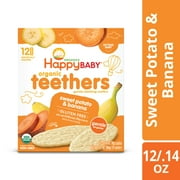 Happy Baby Organics Teethers, Sweet Potato & Banana Organic Gluten Free Gentle Teething Wafers, Box of 12-2packs (24 wafers)