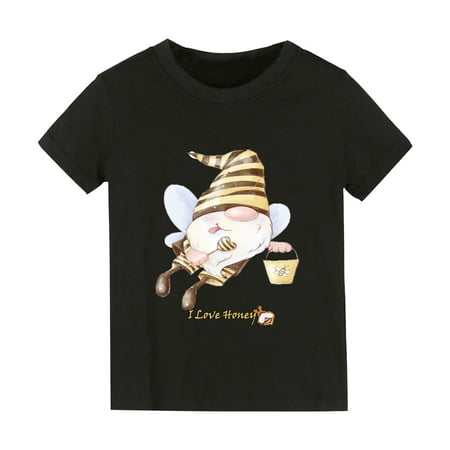 

Follure Boys And Girls Bee Festival Fairy Cartoon Print I LOVE HONEY! Print Honey Short Sleeved T Shirt 1 To 10 Years Old Children Fall Shirts for Baby Girls Tops for Teenagers Girls