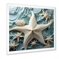 thumbnail image 2 of Designart "Oceanic Gem of White and Blue Starfish" Animals Framed Wall Art Decor - Modern White Starfish Hallway Framed Wall Art Decor, 2 of 6