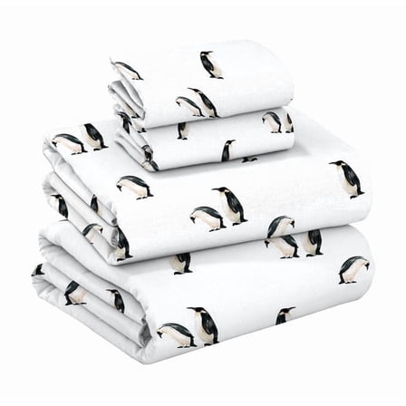 RUVANTI Flannel Sheets Queen Size - GOTS Certified 100% Organic Cotton, 4 Piece Warm, Soft & Breathable Set, Deep Pocket Snug Fit, Double Brushed Cozy All Season Bedding, Polar Parade