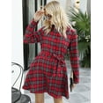 thumbnail image 3 of FANCYINN Women Long Sleeve Plaid Pattern Tunic Tops Shirt Casual Spring Dress Christmas Red & White & Black S, 3 of 6