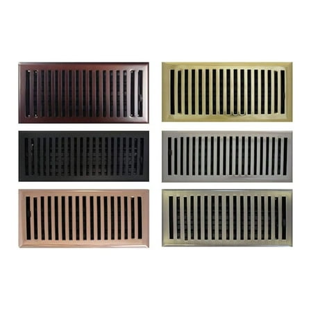 4" x 14" (5.25" x 15.75" Overall) Flat Black (Textured) Contemporary Register with Damper (HVAC Vent Cover)