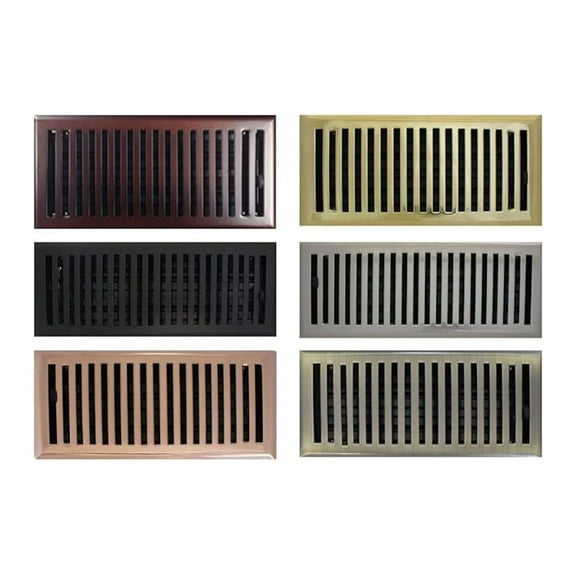 4" x 14" (5.25" x 15.75" Overall) Flat Black (Textured) Contemporary Register with Damper (HVAC Vent Cover)