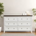 thumbnail image 3 of MIDODO Farmhouse 6 Drawer Dresser for Bedroom, Wood Tall Chest of Drawers, Vertical Dresser Chest Storage Cabinet Organizers, 3 of 10