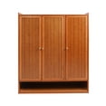 thumbnail image 4 of Free Standing 8-Tier Bamboo Shoe Rack, 3-Door Shoe Storage Cabinet with Metal Handles, Holds 30 Pairs of Shoes, Retro Style, 4 of 9