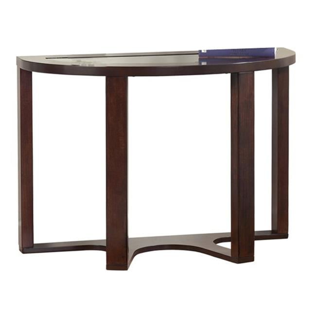 Benjara BM210698 Crescent Moon Shaped Wooden Sofa Table with Glass