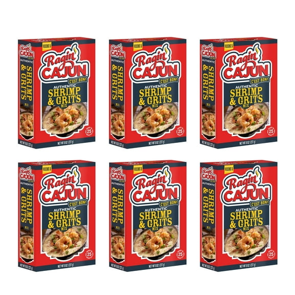 Ragin’ Cajun Authentic Shrimp & Grits Mix, Cajun Creole Dinner Box, 5 oz, Pack of 6