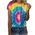 thumbnail image 2 of VBTAPA Tie Dye T Shirts for Women Rainbow Shirts Funny Casual Short Sleeve Crewneck Tops Multicolor L, 2 of 5