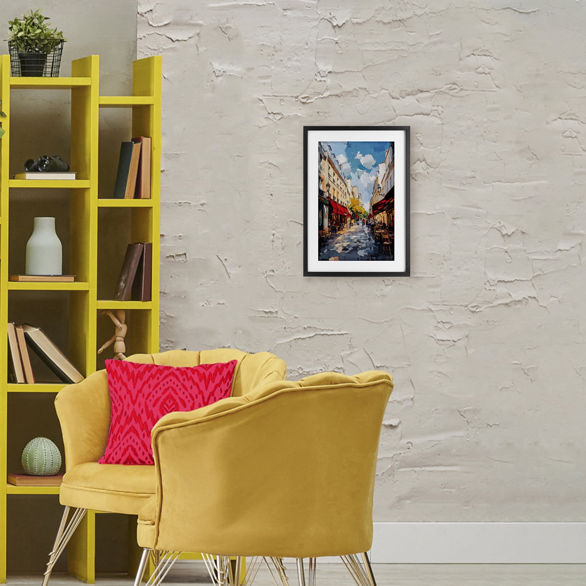 Stupell Industries Charming Paris Street Scene Black Framed Print Under Glass, design by Petal Prints Design