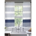 thumbnail image 2 of Abstract Stripe Sheer Curtains 63 Inch Long 2 Panels, Classic Navy Blue Lines Art Light Filtering Rod Pocket Curtains, Sheer Voile Drapes for Living Room Bedroom, 52"x63", 2 of 8