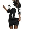thumbnail image 2 of RYDCOT Elegant Dresses for Women 2023 Women Casual Long Sleeve Printed Turtleneck Crossed Hem Dresses Fall Winter Dresses or, 2 of 5