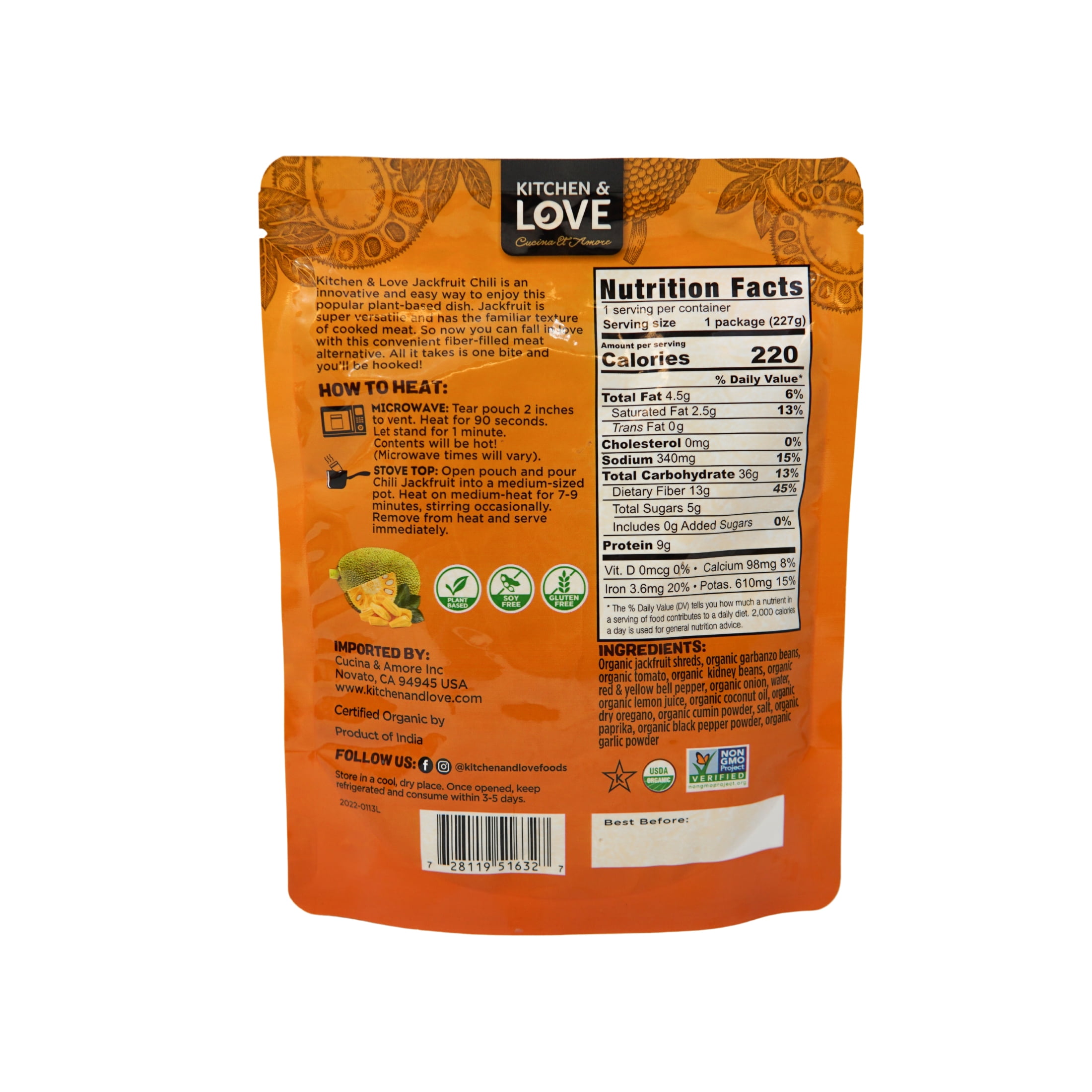 (2 pack) Kitchen & Love RTH Organic Jackfruit - Chunky Chili 8oz