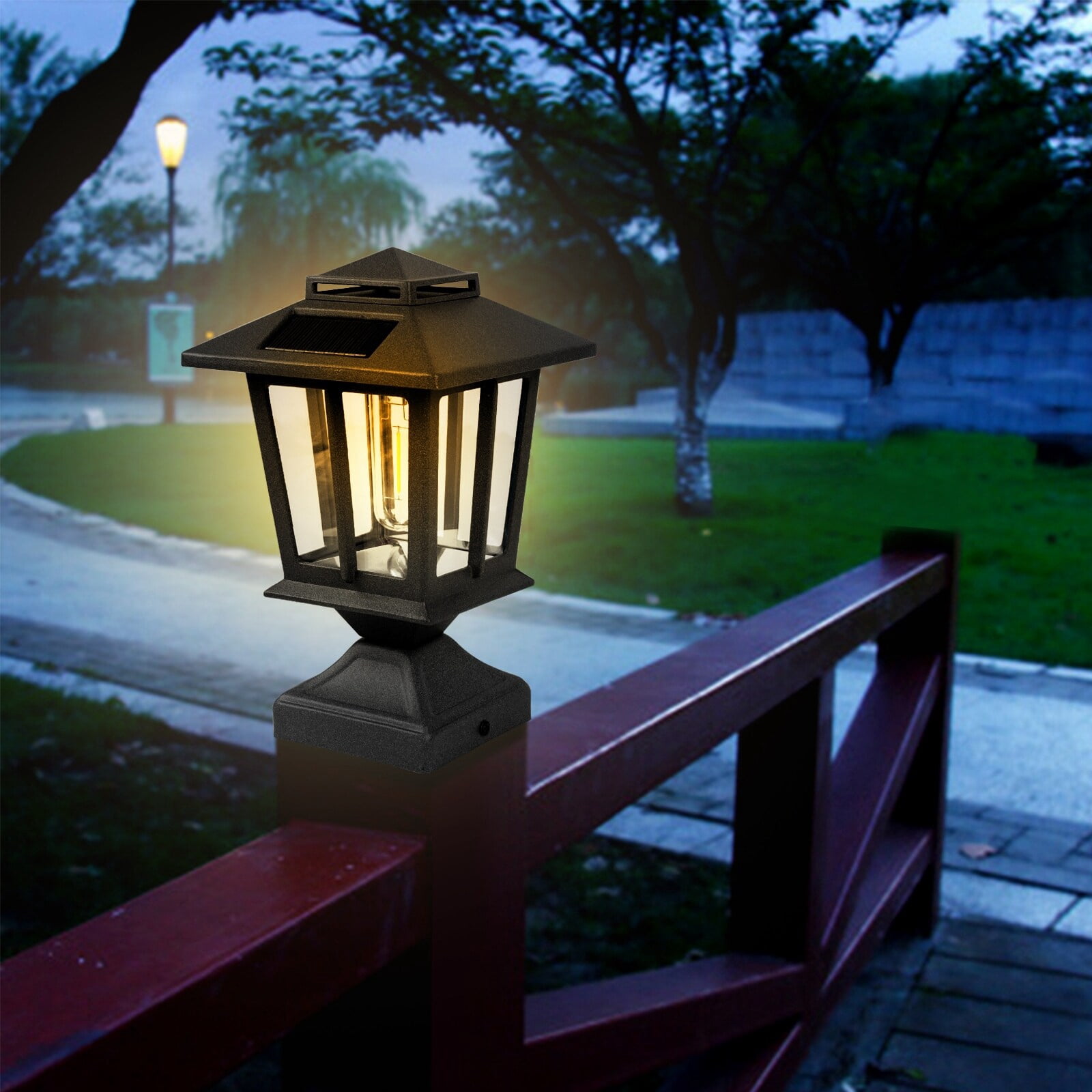 LamQee Solar Post Lantern Waterproof Outdoor Deck Fence Post Cap Light 4 Pack