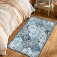 thumbnail image 2 of Hasoo Traditional Medallion 2' x 3' Area Rug, Machine Washable Door Mat, Gray/Blue, 2 of 6