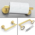 thumbnail image 4 of RARXTR Bathroom Wall Mounted Hardware Set 2 Pieces Black Towel Ring and Toilet Paper Holder, Stainless Steel, Brushed Gold, 4 of 7