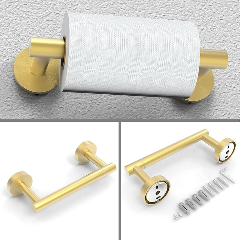 Brushed Stainless Steel Toilet Paper Holder & Towel Ring Set - SUS304, Double Post Pivoting Design