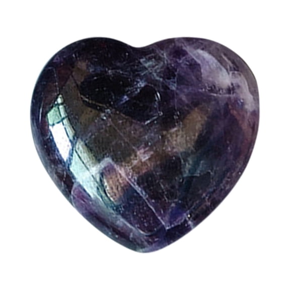 Amethyst Heart-Shaped Crystal Ornament, 1-Inch Polished Healing Stone for Heart Chakra, Valentines Day Anniversary Gift, 1X Natural Rough Stone
