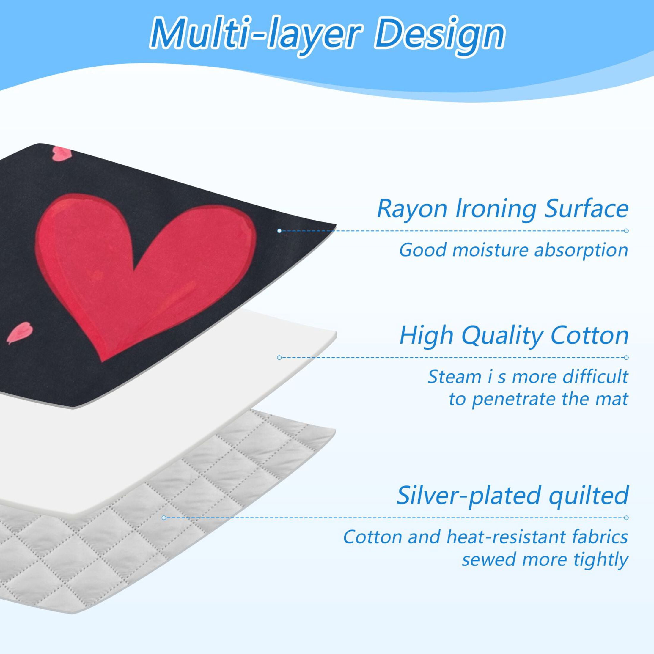 Valentine Cherry Blossom Heart Ironing Mat Blanket Portable Travel Ironing Pad Heat Resistant Pad 47.2" x 27.6”