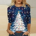 thumbnail image 2 of Fashion Fall Saving LiMoi Women's Cheerful Christmas Tree Shirt Three Quarter Sleeve Round Neck Casual Blouse for Party Tees Tshirts Tops My Items, 2 of 4