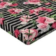 thumbnail image 4 of Ambesonne Vintage Fitted Sheet, Roses Horizontal Lines Art, California King, Pastel Pink and Olive Green, 4 of 5
