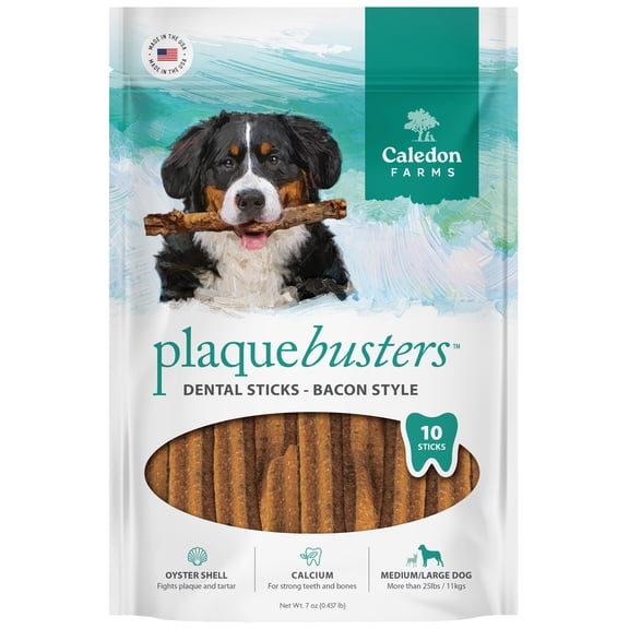 Caledon Farms Plaque Busters with Bacon Dog Treats: Grain Free, Gluten Free, No Additives, Colors or Preservatives, Brown