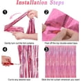 thumbnail image 4 of WarmHaven 12 Pack Pink Backdrop, 3.28 FT x 7.05 FT Foil Streamers, Metallic Glitter Backdrop Pink Tinsel Fringe Curtains Party Streamers, Pink Birthday Party Decorations Photo Booth Props, 4 of 14