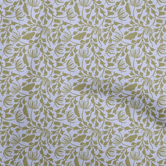 oneOone Polyester Spandex Olive Green Fabric Asian Block Print Sewing Fabric By The Yard Printed Diy Clothing Sewing Supplies 56 Inch Wide