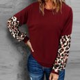 thumbnail image 3 of Sudadera de mujer de manga larga con estampado de leopardo y cuello redondo para el hogar al aire libre rojo M, 3 of 5