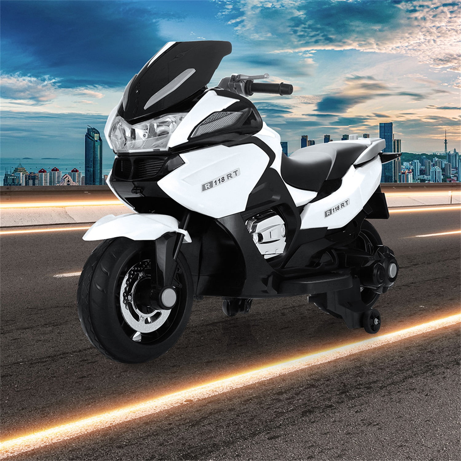 CIPACHO 12V Battery Powered Kids Ride on Police Motorcycle, Electric Car Toy with Training Wheel, White CIPACHO 12V Battery Powered Kids Ride on Police Motorcycle, Electric Car Toy with Training Wheel, White