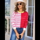 thumbnail image 4 of Suéteres de Punto con Rayas de Colores y Cuello Redondo para Mujer, Ideales para Looks de Otoño A Rosa Roja M, 4 of 9