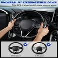 thumbnail image 5 of OFFCURVE Safety Steering Wheel Cover Car Carbon Fiber Leather Steering Wheel Grip Cover(Black), 5 of 11