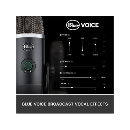 Blue Yeti X Professional USB Condenser Microphone for PC, Mac, Gaming, Recording, Streaming, Podcasting on PC, Desktop Mic with High-Res Metering, LED Lighting, Blue VO!CE Effects - Black