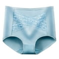 thumbnail image 2 of LYEAA Cotton Underwear for Women High Cut High Waisted Cool Briefs Breathable Comfort Solid Daily Panties Full Fashionable Underpants Blue L, 2 of 5