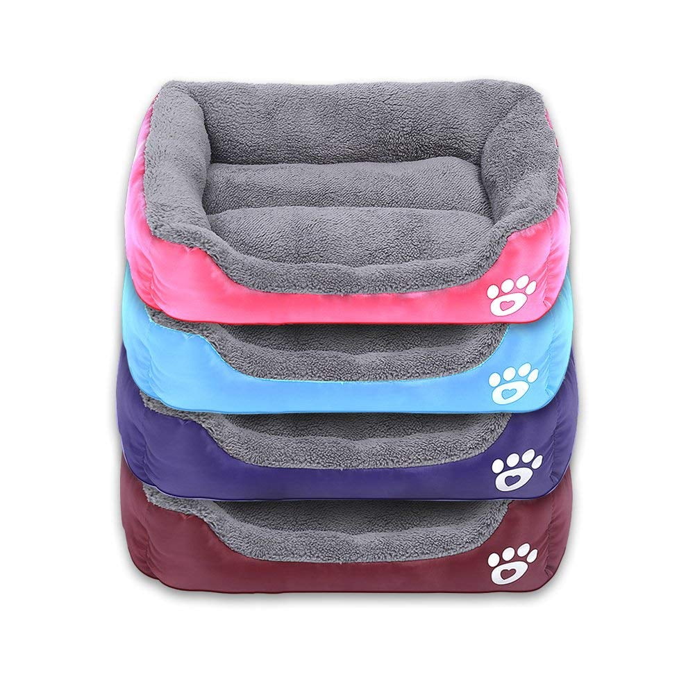 Square Plush Dog Bed Mattress Soft Washable Kennel with Waterproof Anti-Slip Bottom for Small Medium Large Pets