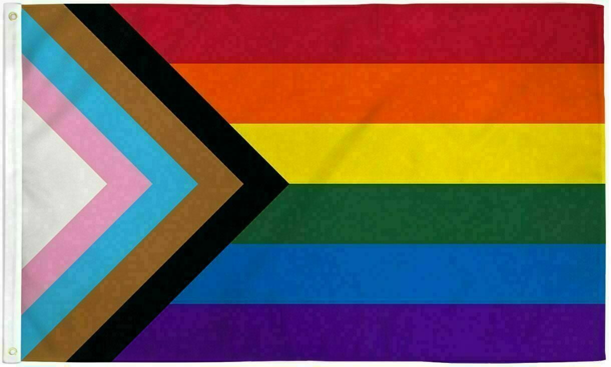 Progress Pride Rainbow Flag 3x5 ft LGBTQ Gay Lesbian Trans People of Color