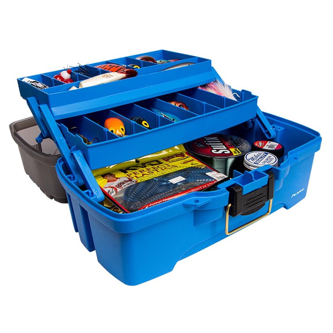 Plano 3-Tray Fishing Tackle Box with Adjustable Compartments & Dual Top Access, Bright Blue PLAMT6231 - Walmart.com Plano 3-Tray Fishing Tackle Box with Adjustable Compartments & Dual Top Access, Bright Blue PLAMT6231 - Walmart.com