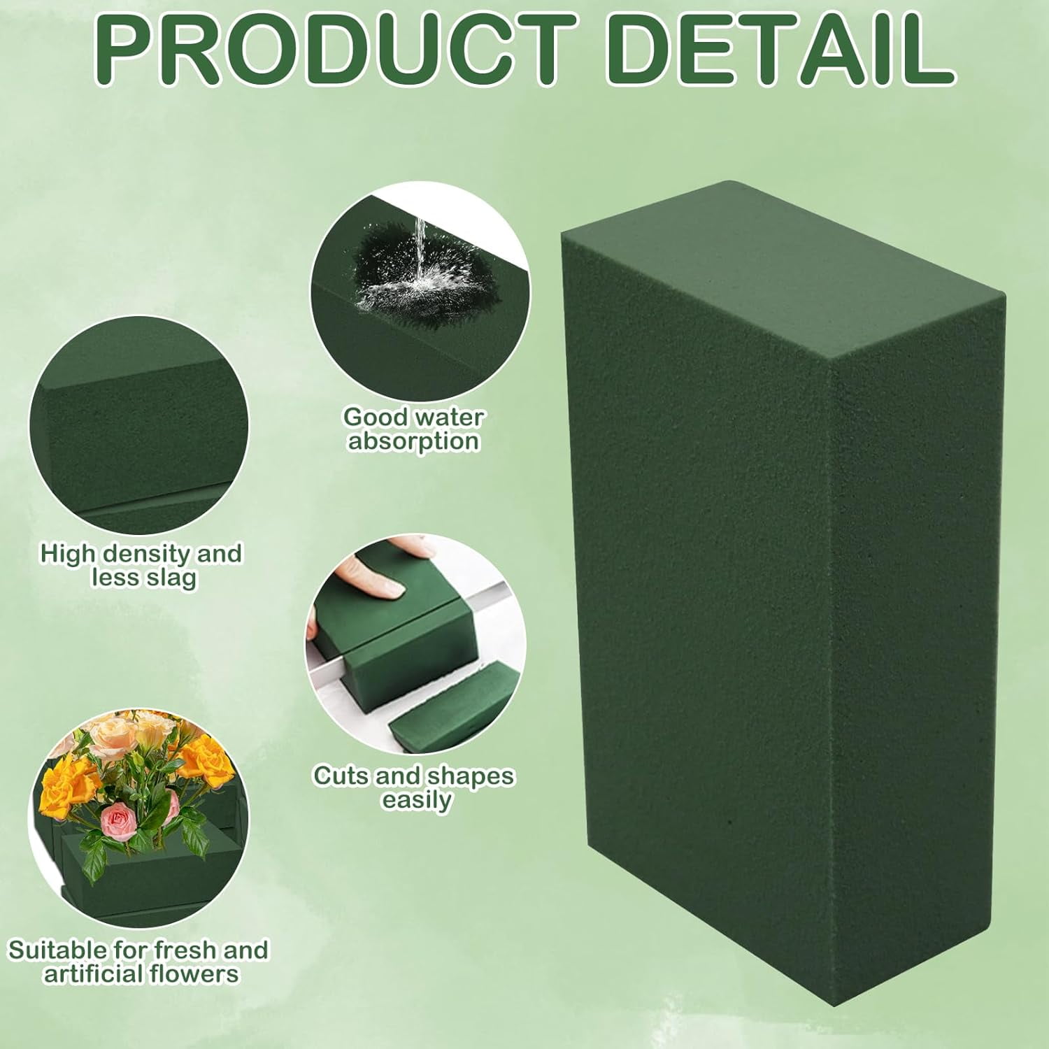 30Pieces Floral Foam Blocks, Green Floral Foam for Flower Arrangements, Flower Foam Blocks Florist Foam Dry Foam Plant Foam Wet Foam for Artificial Flowers, (5.5 X 3.2 X 1.8 Inches)