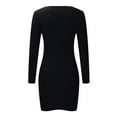 thumbnail image 5 of Lilgiuy Women's Long Sleeve Slim Fit Casual Solid Color V-Neck Cross Dress Black Fall Dresses for 2022 Spring Winter, 5 of 5
