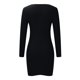 thumbnail image 5 of Vestido cruzado con cuello en V de color sólido informal de manga larga para mujer Pompotops  hdfakjf8139, 5 of 8