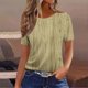 thumbnail image 2 of Tops de Manga Corta de Algodón para las Mujeres, Estampado Cuello Redondo Suéter Blusa de Moda para el Hogar Y el Uso Diario, 2 of 5