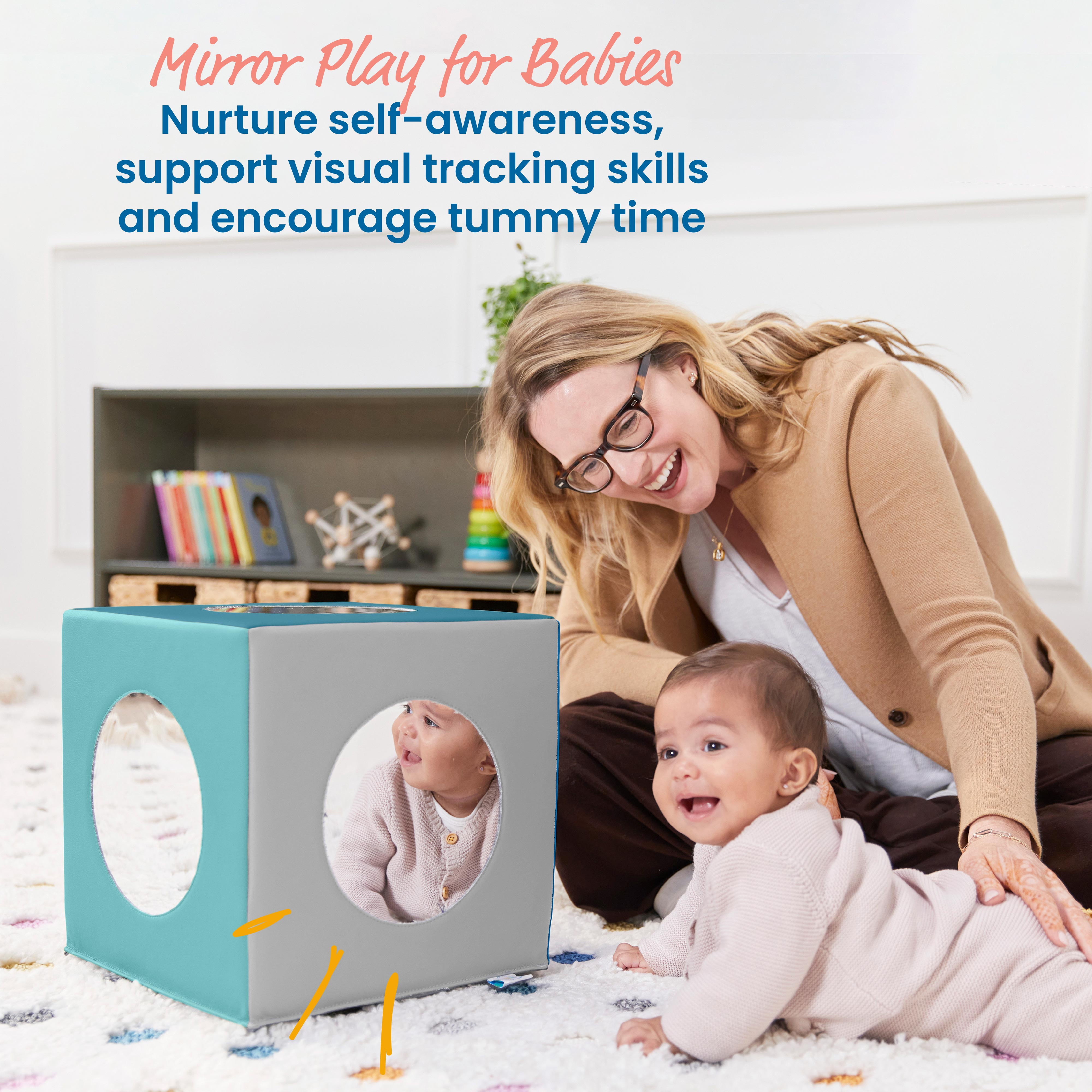ECR4Kids SoftZone Mirror Activity and Sensory Play Cube, Baby Essentials, Contemporary
