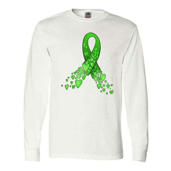 Inktastic Mental Health Awareness Ribbon with Green Hearts Long Sleeve T-Shirt